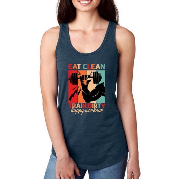 Eat Clean Train Dirty Racerback Tank Women -Image by Shutterstock, Female x-Small