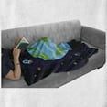 thumbnail image 5 of Astronomy Soft Flannel Fleece Blanket, Celestial Cartoon with Earth Rockets Satellites and Moon Outer Space, Cozy Plush for Indoor and Outdoor Use, 50" x 60", Indigo and Multicolor, by Ambesonne, 5 of 5