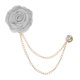 thumbnail image 1 of Pin de broche de flor de rosa Uxcell para traje de hombres, pin de solapa de flor con cadena de borlas doradas para bodas [Gris Plateado], 1 of 7