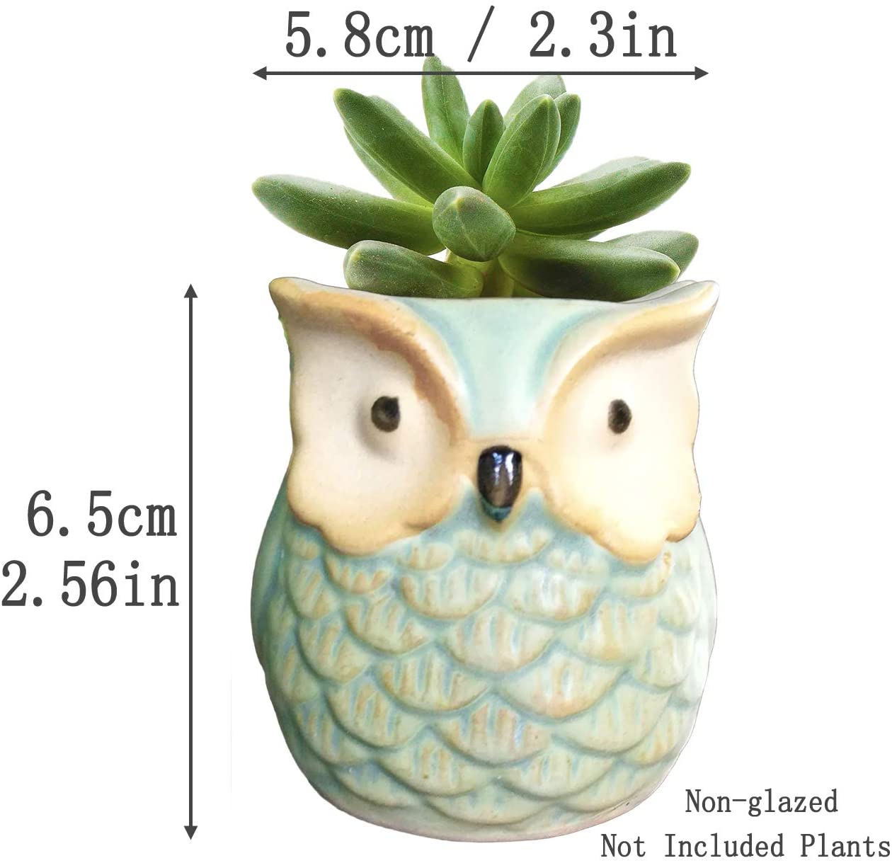 ROSE CREATE 6 Pcs 2.5 Inches Owl Pots Little Ceramic Succulent Bonsai Pots with a Hole Pack of 6