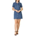 thumbnail image 2 of Allegra K Women's Denim Dress Belted Full Placket Jean Dresses, 2 of 6