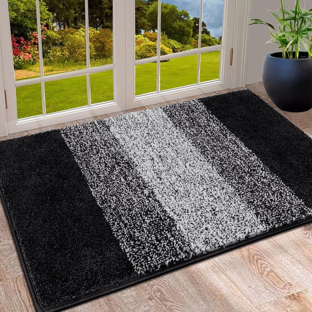 Tapis d'Entrée Intérieur Tapis de Porte Antidérapant Absorbant Attrape-Boue Tapis LowProfile Tapis de Sol Intérieur Doux Lavable à la Machine Petits Tapis Tapis de Porte pour Entrée (‘‘x‘‘ Gris)