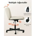 thumbnail image 3 of LOGYAT Armless Office Desk Chair, Criss Cross Legged Chair with Wheels, Adjustable Height, Wide Seat, Adult Vanity Chair, Beige, 3 of 7