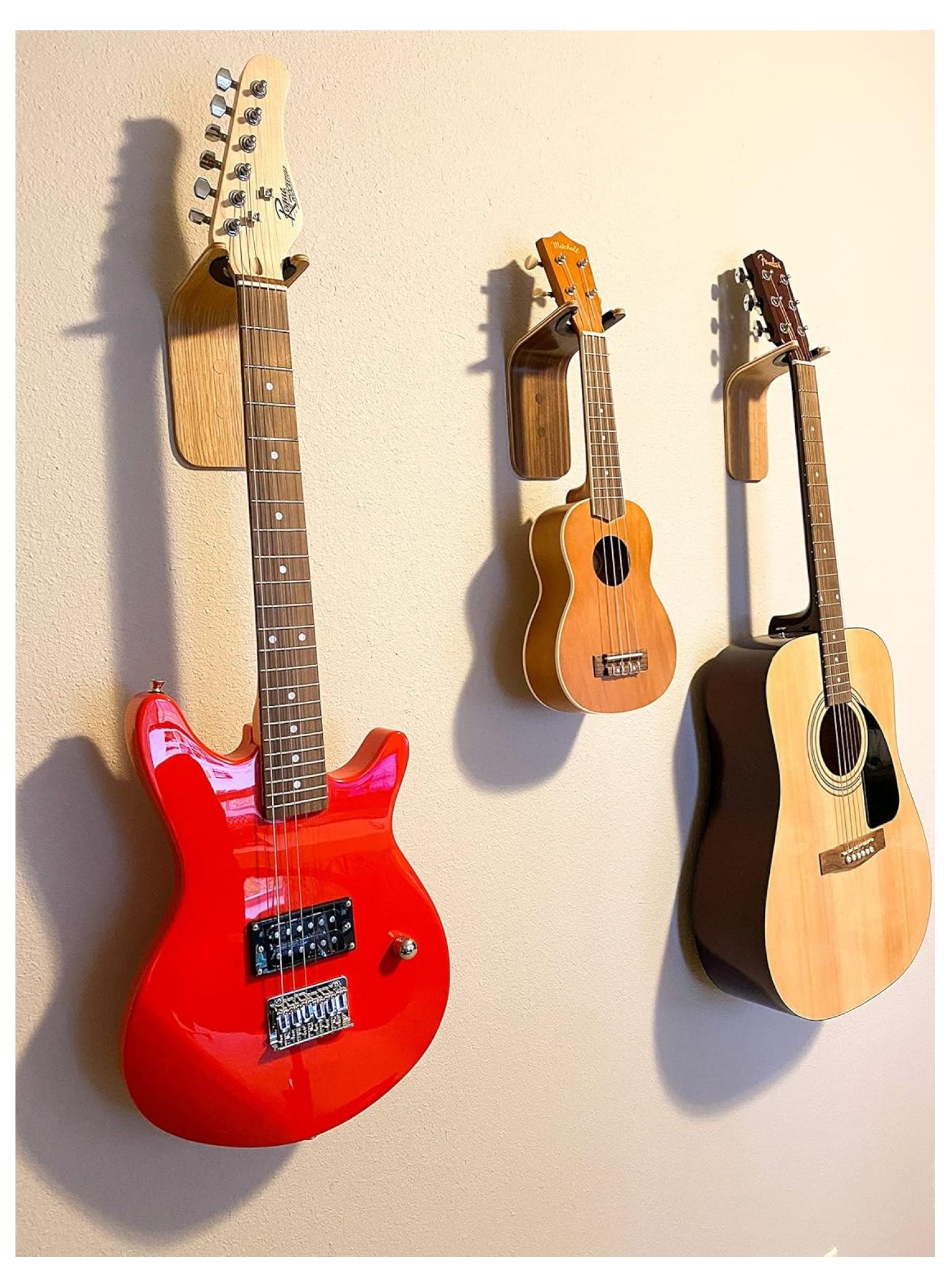 Guitar Wall Hanger - Secure Guitar Wall Mount for Acoustic/Ukulele - Space-Saving Guitar Accessories - Easy to Install Guitar Hook - Design Guitar Stand for Home/Studio Neck up to 2 in (50mm)