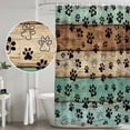 thumbnail image 4 of Teal Blue Brown Shower Curtain, Waterproof Shower Curtains for Bathroom, Rustic Farmhouse Dog Paw Vintage Washable Fabric Bathtub Curtain Set Bath Decor with 12 Hooks 48"x72", 4 of 6
