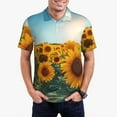 thumbnail image 5 of Yiaed Sunlit Sunflower FieldPrint Men's Short Sleeve Polo Shirt,Golf Polo for Men Three-Button Golf Shirt Athletic Casual Collared T-Shirt- Medium, 5 of 7
