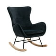 thumbnail image 6 of Modern Accent Rocking Chair Velvet Upholstered Nursery Glider Rocker Chair Comfy Side Armchair Rocking Arm Chair with Padded Seat and High Backrest, Solid Wood Legs, for Living Room, Black, 6 of 7