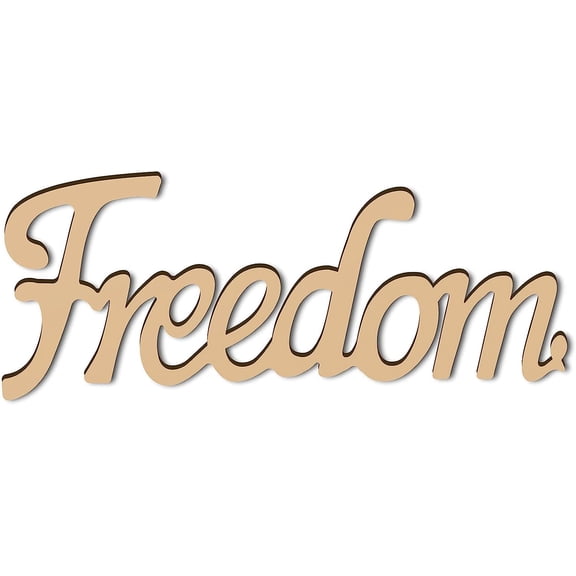 Laser Cut Wood Sign Wall Art Freedom Letter Sign Decorative Wall Sculpture Hanging Decor Unfinished For Housewarming Door Wall Room Decoration 25 x 10 x 0.6cm