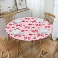 thumbnail image 3 of muroi Heart Cherry Pink Bows Round Fitted Tablecloth with Elastic Protector Table Kitchen Dinner Waterproof Oil-Proof Table Covers Fits 40"-44", Small, 3 of 6