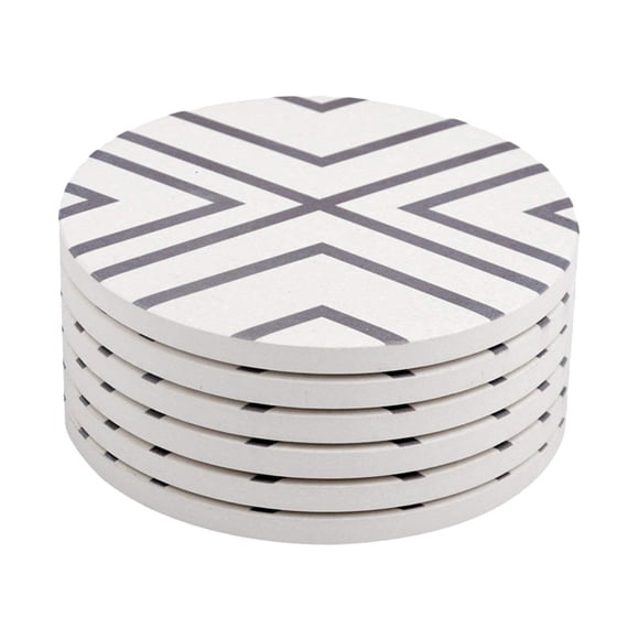 IFANLANDOR 6Pcs Marble Coasters Round Ceramic Absorbent Simple Design for Adults Home