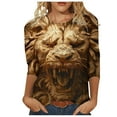 thumbnail image 2 of Ftwytp 3/4 Length Sleeve Womens Tops 2024 3D Animals Print Vintage Casual Loose with Round Neck Plus Size Shirts, 2 of 5