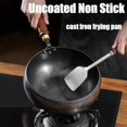 thumbnail image 4 of Jinswhdre Cast Iron Skillet, Hand-Forged Uncoated Non-Stick Frying Pan,Multi-purpose Frying Wok with Spatula and Wooden Lid, Flat Bottom Wok for Electric, Induction,Gas Stoves (B, 9.45 in), 4 of 7