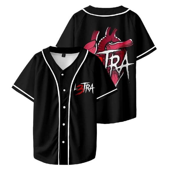Luar La L Merch L3TRA Heart Baseball Jersey Shirt V-Neck Women Men Short Sleeve Streetwear Fashion Clothes