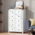 thumbnail image 3 of GALAXHERO Farmhouse 5 Drawer Dresser, White Tall Dresser with Double Rustic Handles, Wood Chest of Drawers for Bedroom, Living Room, Hallway, 3 of 9