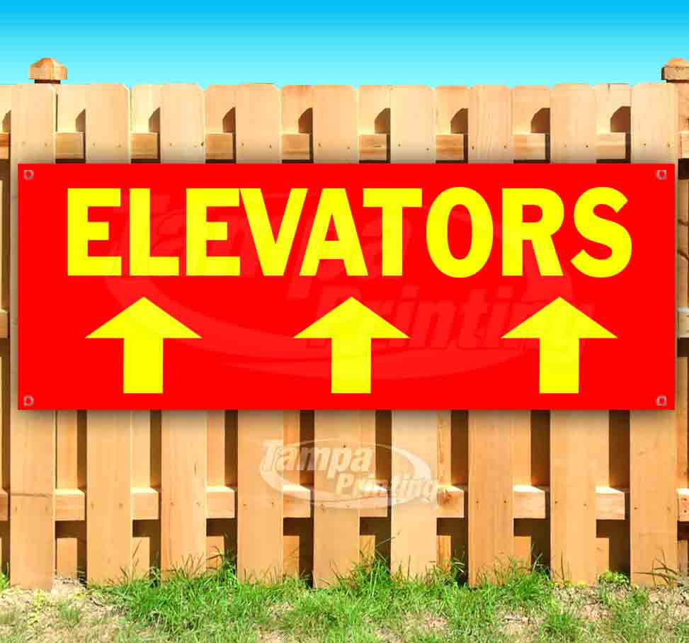 Elevators 13 oz Heavy Duty Vinyl Banner Sign with Metal Grommets Advertising Flag, Many Sizes Available New Store 