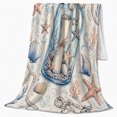 thumbnail image 2 of Vintage Coastal Lighthouse Ocean Waves Nautical Sketch, Peaceful Coastal Landscape Scene, Warm Flannel Blanket for Beach House and Living Room, Beach Lovers Housewarming Gift, Coastal Home Decor, 2 of 9