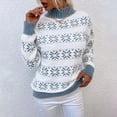 thumbnail image 2 of Suéter de punto de mujer europeo y americano de otoño e invierno Suéter de cuello alto medio con copos de nieve navideños Top de mujer, 2 of 5