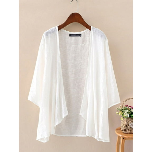 ZANZEA Women Beach Casual Half Sleeve Sheer Cardigans