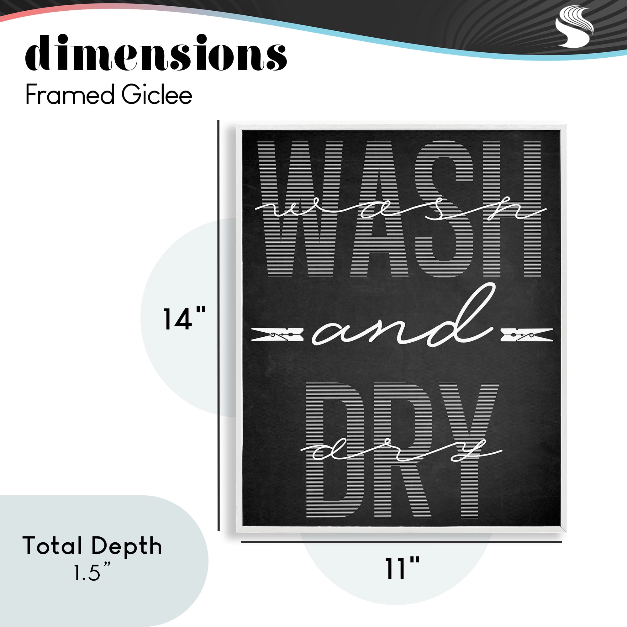 Wash And Dry Black Minimal White Framed Giclee Art, design by Marcus Prime