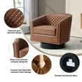 thumbnail image 3 of UIXE Swivel Accent Chair PU Leather Barrel Club Chair for Living Room Upholstered Armchair Comfy Single Sofa Bedroom Reading Seat, Brown, 3 of 7