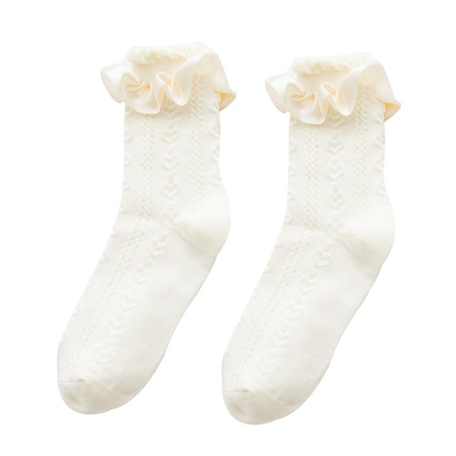 Style 3 Calcetines cortos de verano para mujer y niña, medias tobilleras de princesa japonesas con diseño de telas combinadas con volantes y volantes de Lolita japonesa