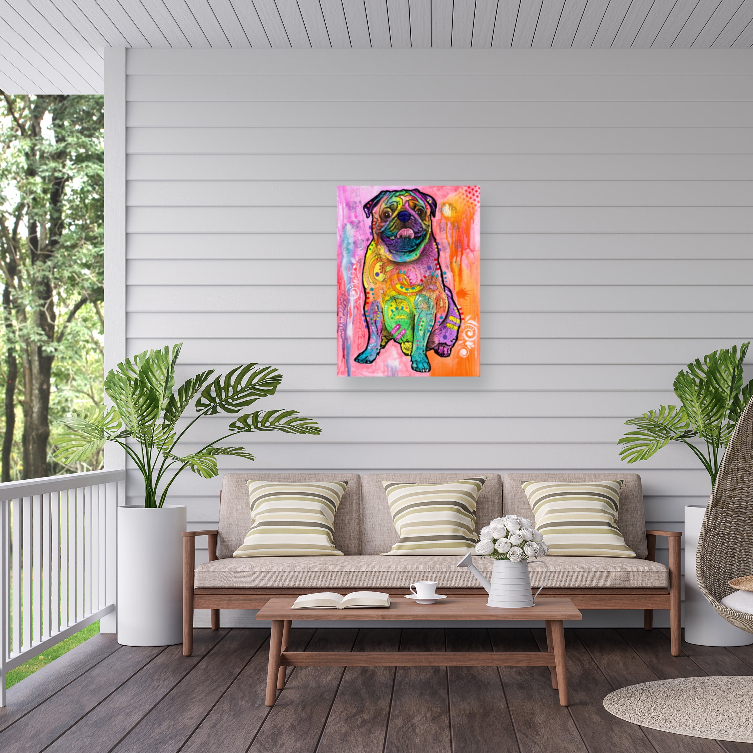 Dean Russo 'Pugs & Kisses' Outdoor Canvas 19x14