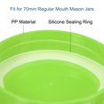 thumbnail image 4 of Uxcell 70mm Regular Mouth Plastic Mason Jar Lids with Silicone Sealing Ring, Green 1Set/10 Pack, 4 of 5