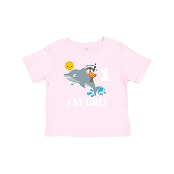 Inktastic First Birthday 1 Year Old Dolphin Boys or Girls Baby T-Shirt
