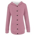 thumbnail image 6 of Women's Button Down Drawstring Hooded Cardigan, Long Sleeve Loose Fit Pocket Sweater, Soft Polyester Casual Cover Up for Fall Winter Spring Daily Wear and Seasonal Comfort Light Pink M, 6 of 8