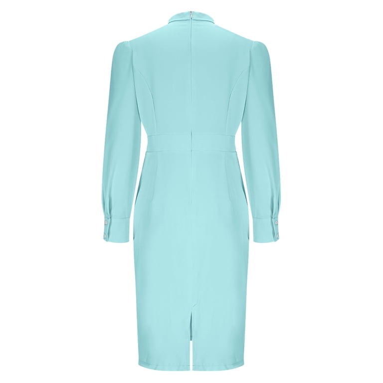 Bodycon Dresses For Women Sevevn Women's Long Sleeve Dresses Elegant Bow  Tie Fitted Body-Con Pencil Dress