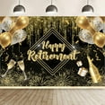 thumbnail image 3 of 10x8ft Happy Retirement Backdrop Party Decorations, Black and Gold Glitter Extra Large Retire Sign Banner Balloon Photo Booth Backdrop Background for Men Woman Retirement Party Shoot Studio Props, 3 of 5