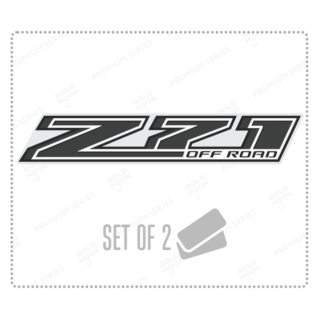 Adhesivo Dorado Para Camiones Chevy Silverado Z71 Off Road – F (2014-2024) Bed Side 1500 2500 Hd Premium Series (Acabado Negro/Metálico)