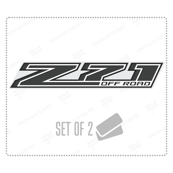 Adhesivo Dorado Para Camiones Chevy Silverado Z71 Off Road – F (2014-2024) Bed Side 1500 2500 Hd Premium Series (Acabado Negro/Metálico)