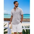 thumbnail image 3 of COOFANDY Men's Button Down Shirt Short Sleeve Casual Summer Beach Cotton Linen Wedding Shirts, 3 of 6