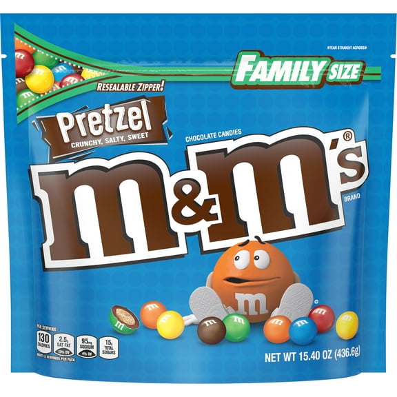 M&M's Pretzel Milk Chocolate Candy, Family Size - 15.4 oz Bag