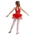 thumbnail image 2 of Oyolan Robe Tutu en Tulle à Strass Col Halter Scintillant pour Filles Vêtements Contemporains Robes de Danse Ballet pour Enfants Rouge 16, 2 of 7