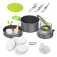 thumbnail image 3 of Pot Camping al aire libre aluminio portátil de utensilios de cocina Kettle 2-3 personas Senderismo Equipo anti-Scald Cuchara Freying Pan Green 14 paquetes tholdsy OD003505-03B, 3 of 7