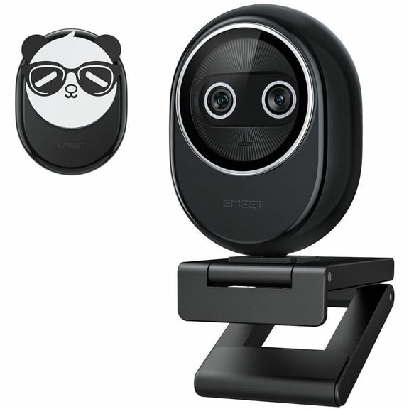 EMEET Piko (Black), Dual-lens Webcam with one 4K 1/2.55" Sony Lens and one AI Assist Lens, Boosting color accuracy, face recognition