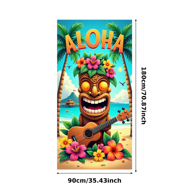 Tropical Theme Aloha Banner Decorative Design Tiki Decor Beach Guitar Flower for Summer Party Beach Event Outdoor Decoration