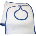 thumbnail image 2 of Linteum Textile (12-Pack, 15x34) Cotton Terry Adult Bibs with Velcro Closure - White w/Blue piping, 2 of 6