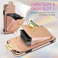 thumbnail image 4 of ELEHOLD for Apple iPhone 11 Pro Zipper Pocket Case, Flip PU Leather Wallet Crossbody Shoulder Strap Lanyard Case with Credit Card Holder Women RFID Blocking Protective Purse Cover, rosegold, 4 of 6