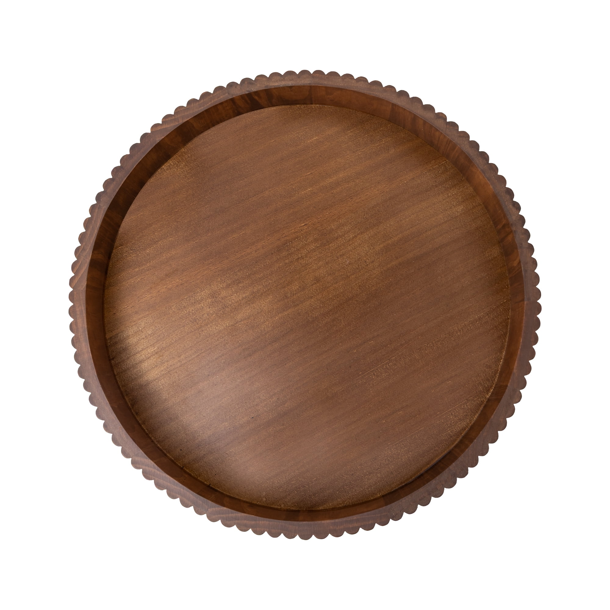 Better Homes & Gardens Ribbed Wood Decorative Tray, Walnut Finish, 16.4"