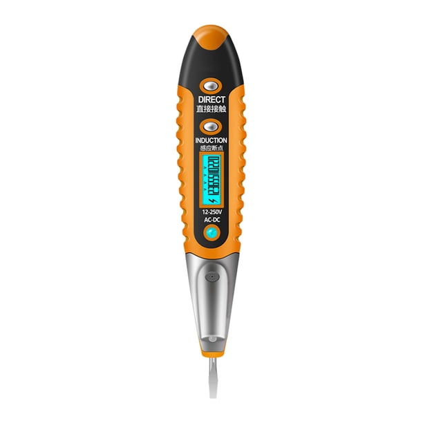 Riwesomey Herramienta detectora de voltaje de alta eficiencia, pluma de prueba de pantalla LED precisa y práctica Artesanía Amarillo