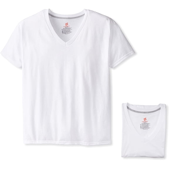 Hanes Ultimate Men's 4-Pack ComfortBlend V-Neck with FreshIQ Odor Protection, White 2, Small