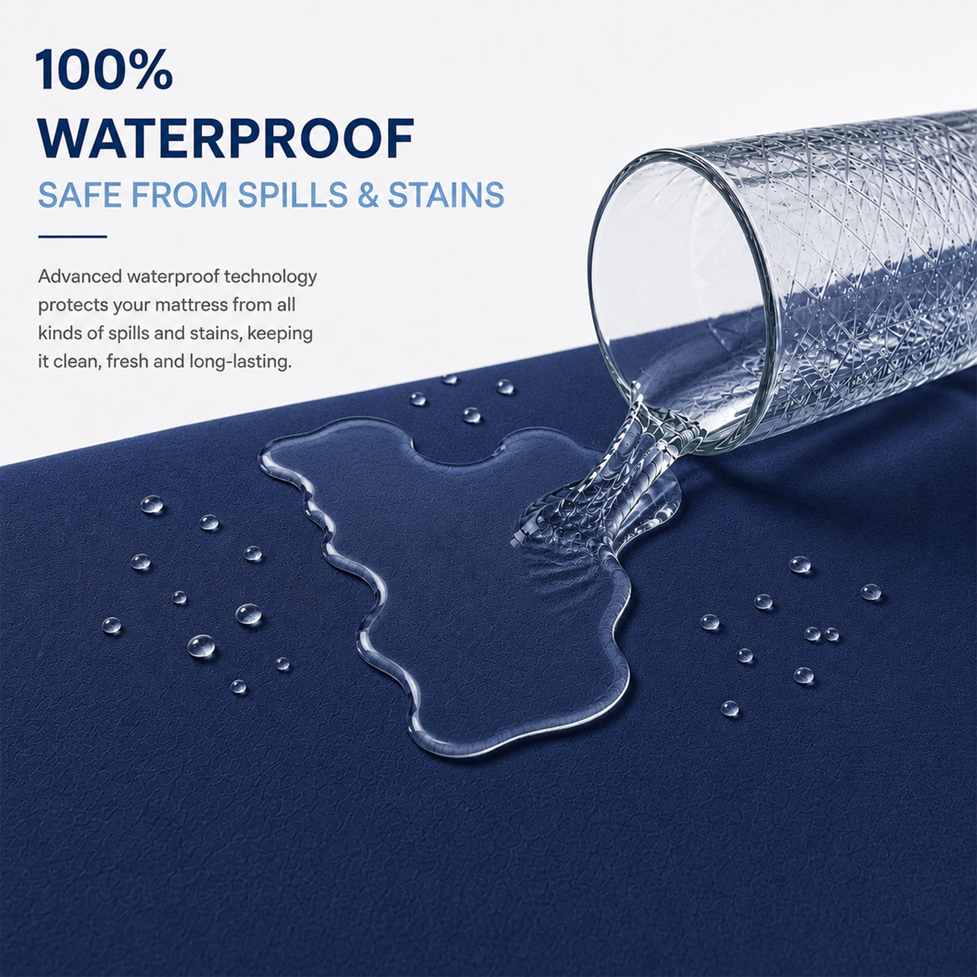 Continental Sleep, Zippered Mattress Protector Cover, Waterproof, Easy to Clean, Fits Mattress up to 9-Inch, Twin, Blue