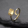 thumbnail image 4 of Cute Smile Cat Animal Open Statement Ring Stainless Stee Adjustable Expandable Wrap Kitty Knuckle Band Chic Rings Stacking Comfort Fit Finger Band Fashion Aesthetic Jewelry for Daughter Niece, 4 of 6