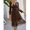 Brown-L, variant on Brown Leopard Print Ruffled Wrap Midi Dress With Long Sleeves