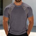 thumbnail image 6 of hoksml Men's Raglan Short Sleeve T Shirt Contrast Panel Seam Detail Soft Stretch Crew Neck Top for Gym Daily Street Casual Wear, 6 of 8
