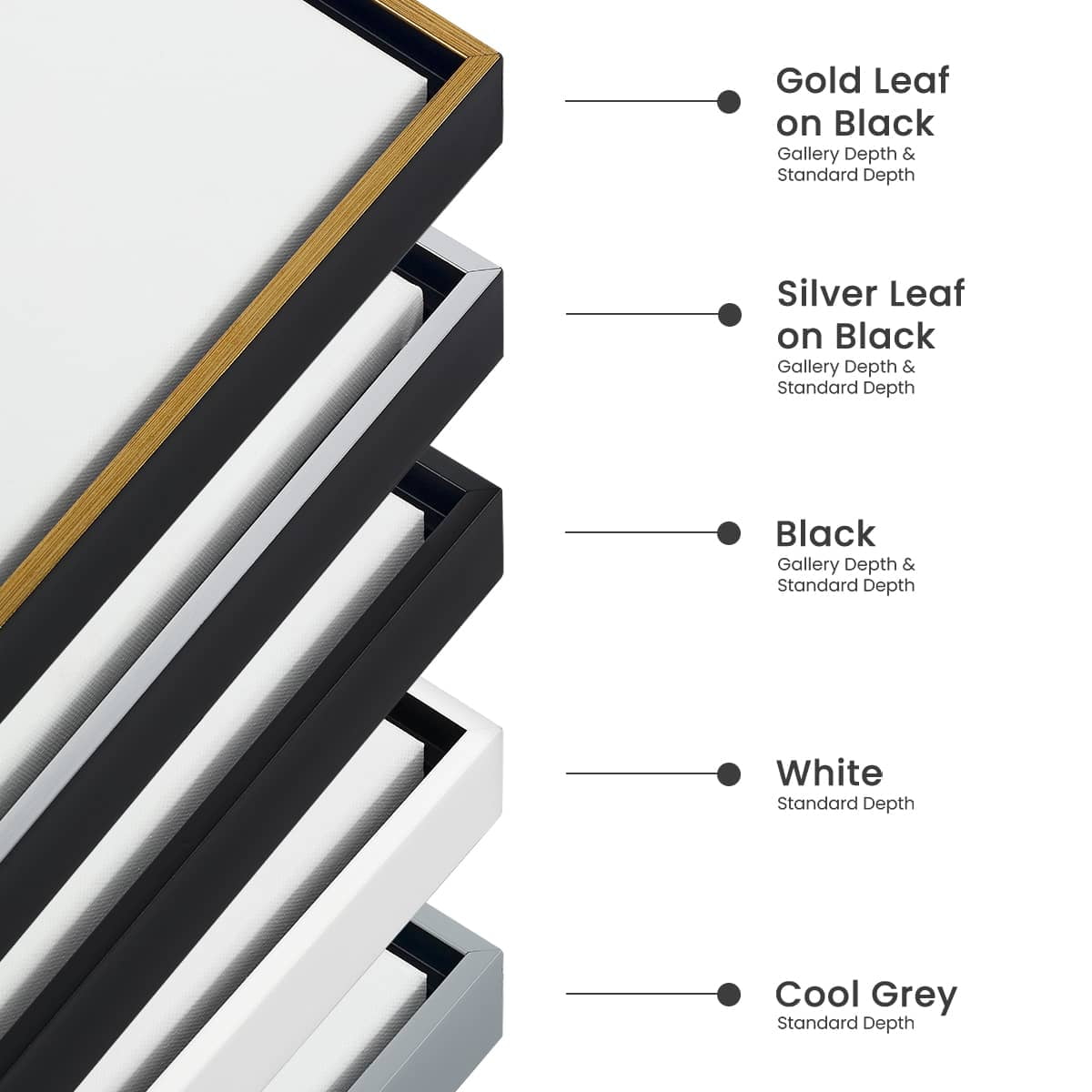 Cardinali Renewal Core Floater Frame, Black/Antique Gold, 18X24", For 1-1/2" Deep Canvas, 4 Pack - Open Back Floating Canvas Frames, No Glass or Backing, Hardware Included