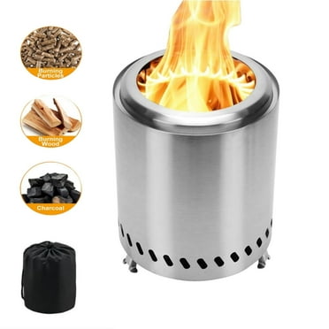 Table Top Firepit 8.6 Inch - Tabletop Fire Pit Camping Stove Stainless Steel Pellet Patio Heater Portable Smokeless Fire Pit for Camping Outdoor Outside